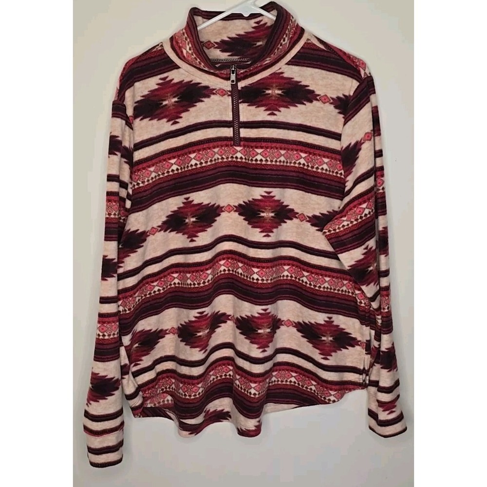 Maurices Fleece Sweatshirt Womens 1X PLus 1 Aztec Southwestern 1/4 Zip Mock Neck